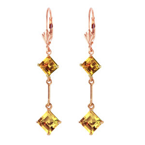 14K. SOLID GOLD LEVERBACK EARRINGS WITH CITRINES (Rose Gold)